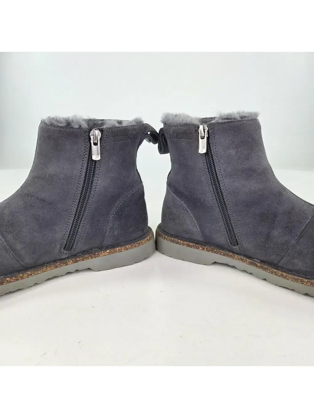 Birkenstock Melrose Zip boots US 7 Womens Blue Suede Fur-Lined Booties
